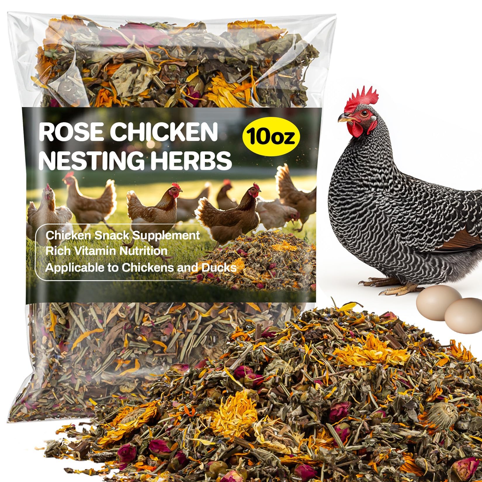 Sukh Nesting Herbs in coop bedding promote calm and healthier egg production.