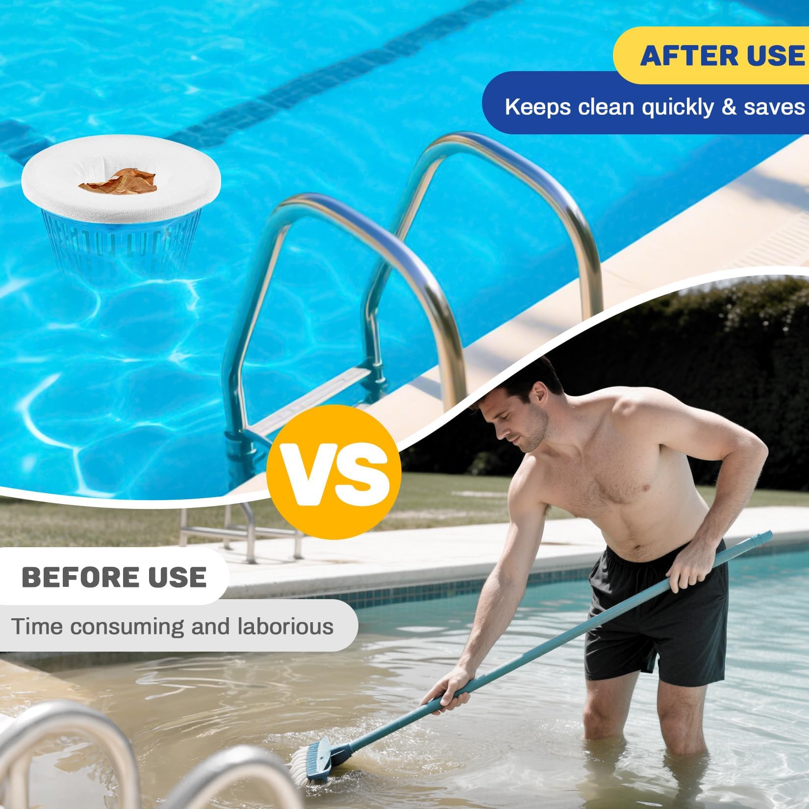Sukh pool socks help prevent clogs and protect the pump and filter.