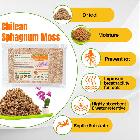 Sukh sphagnum moss packaging shows natural dried texture