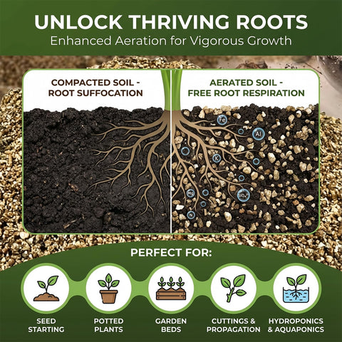Sukh vermiculite for potting mixes enhances moisture retention in soil.
