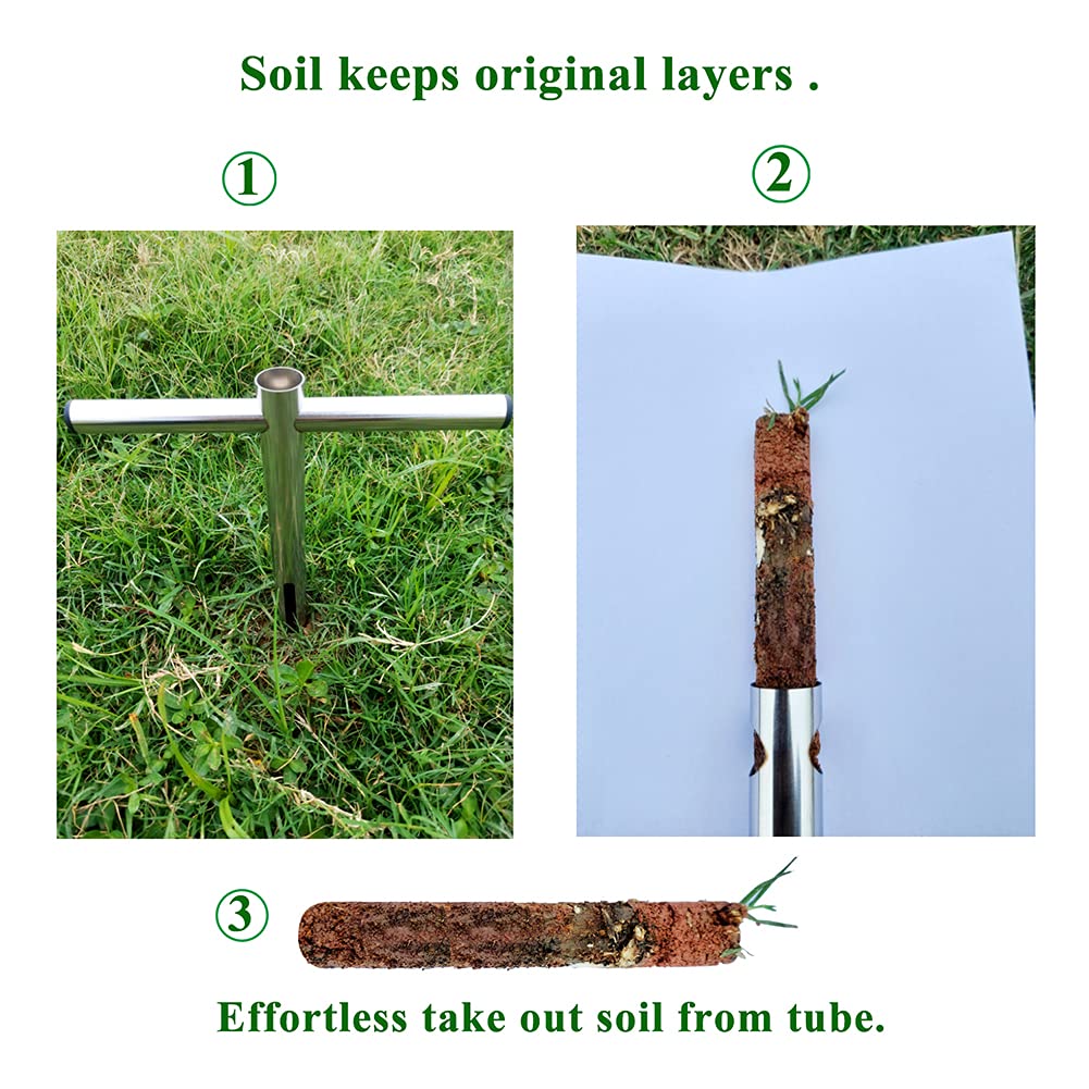 Sukiise soil probe with pushing stick, quick release of sample into tube for analysis.