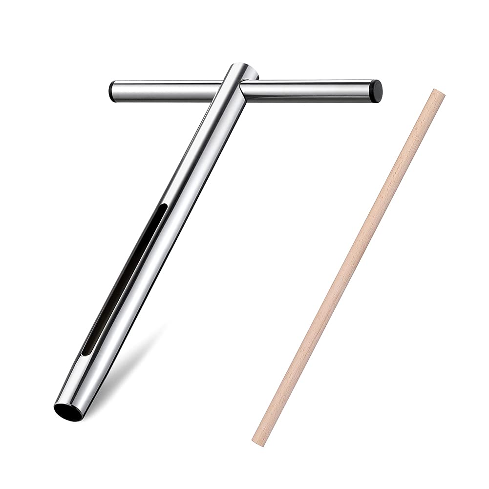 Sukiise soil sample probe 12-inch with t-handle in use, quick soil collection for accurate garden profiling.
