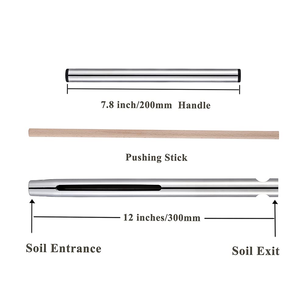 Sukiise soil probe tip close-up preventing clogging and preserving soil layers for precise sampling.
