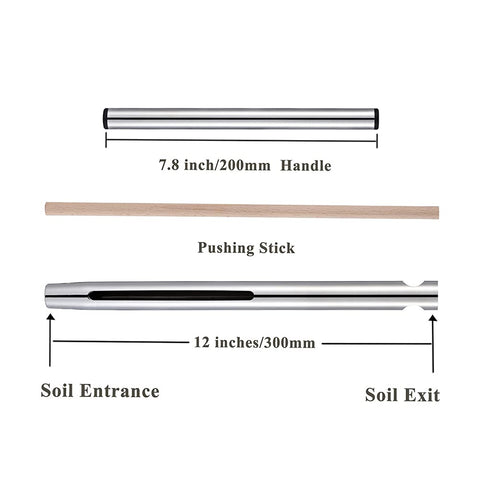 Sukiise soil probe tip close-up preventing clogging and preserving soil layers for precise sampling.