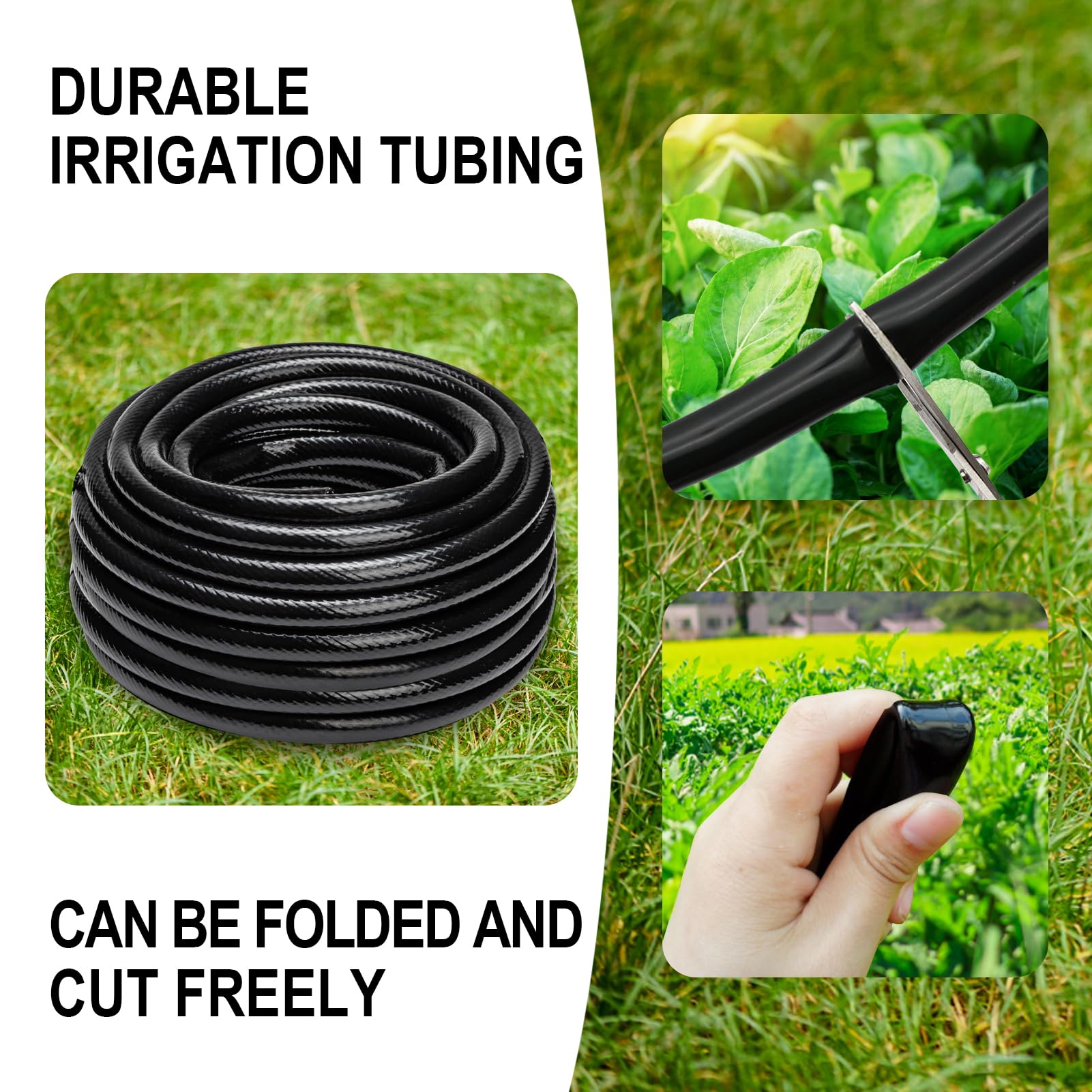 Sulataya main tubing with emitters enables automatic garden irrigation.