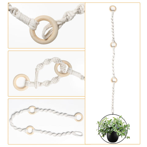SUMERSHA adjustable-length macrame extenders for different pot heights.