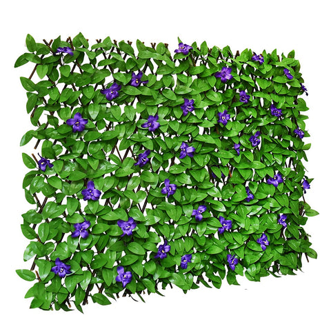 Sumery expandable faux ivy fence demonstrates natural privacy for balcony spaces.