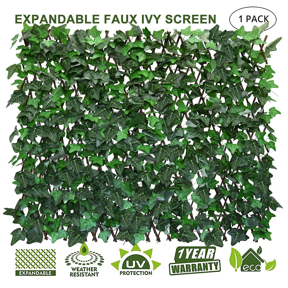 Sumery faux ivy screen in sunlit garden for ambience