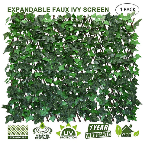 Sumery faux ivy screen in sunlit garden for ambience