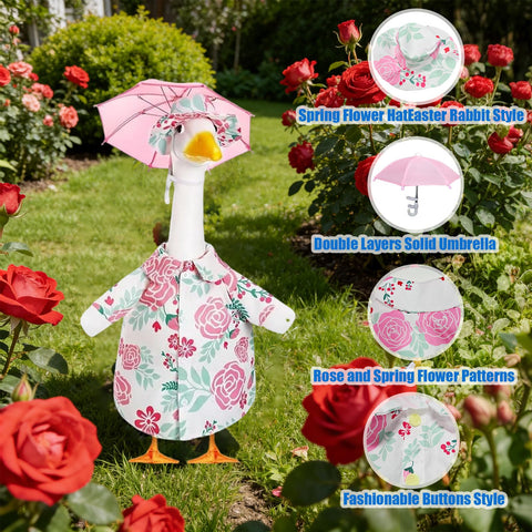Sumetamii porch goose raincoat with rain hat adds charm to your outdoor display.