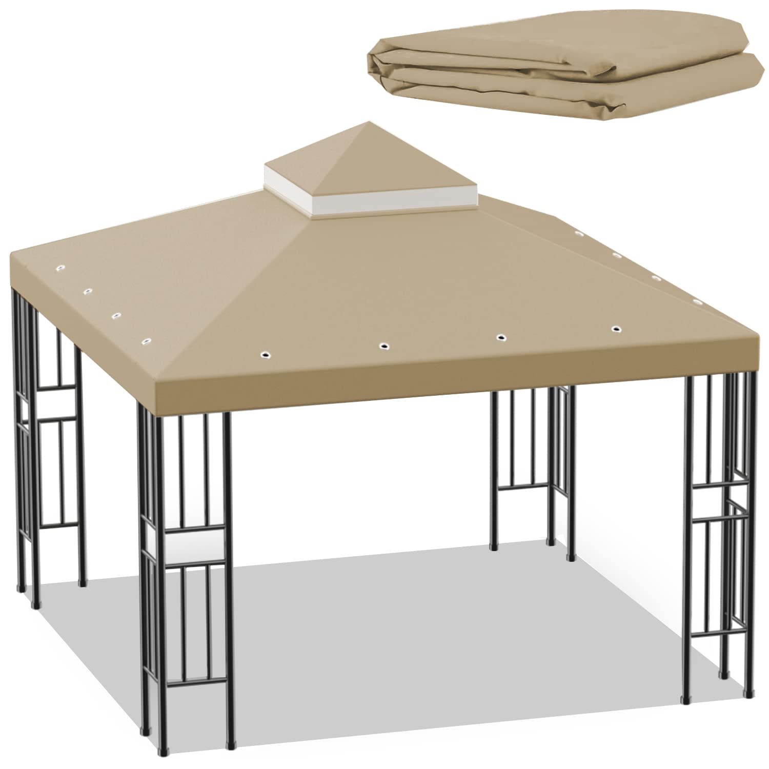 Sumfaller 10x10 double-tier canopy top cover for gazebo replacement