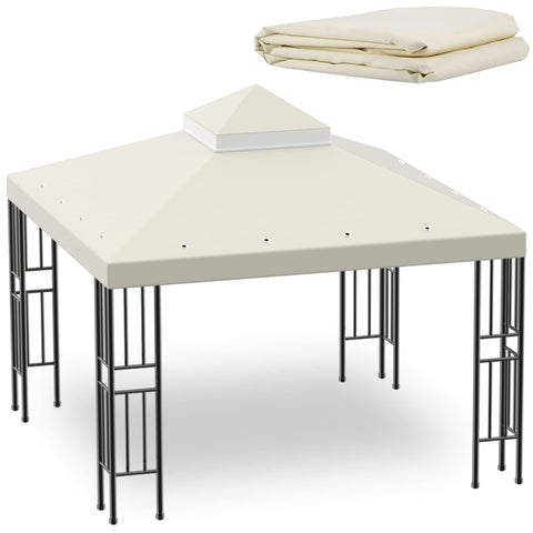 Sumfaller 10x10 double-tier top cover beige protects from sun.