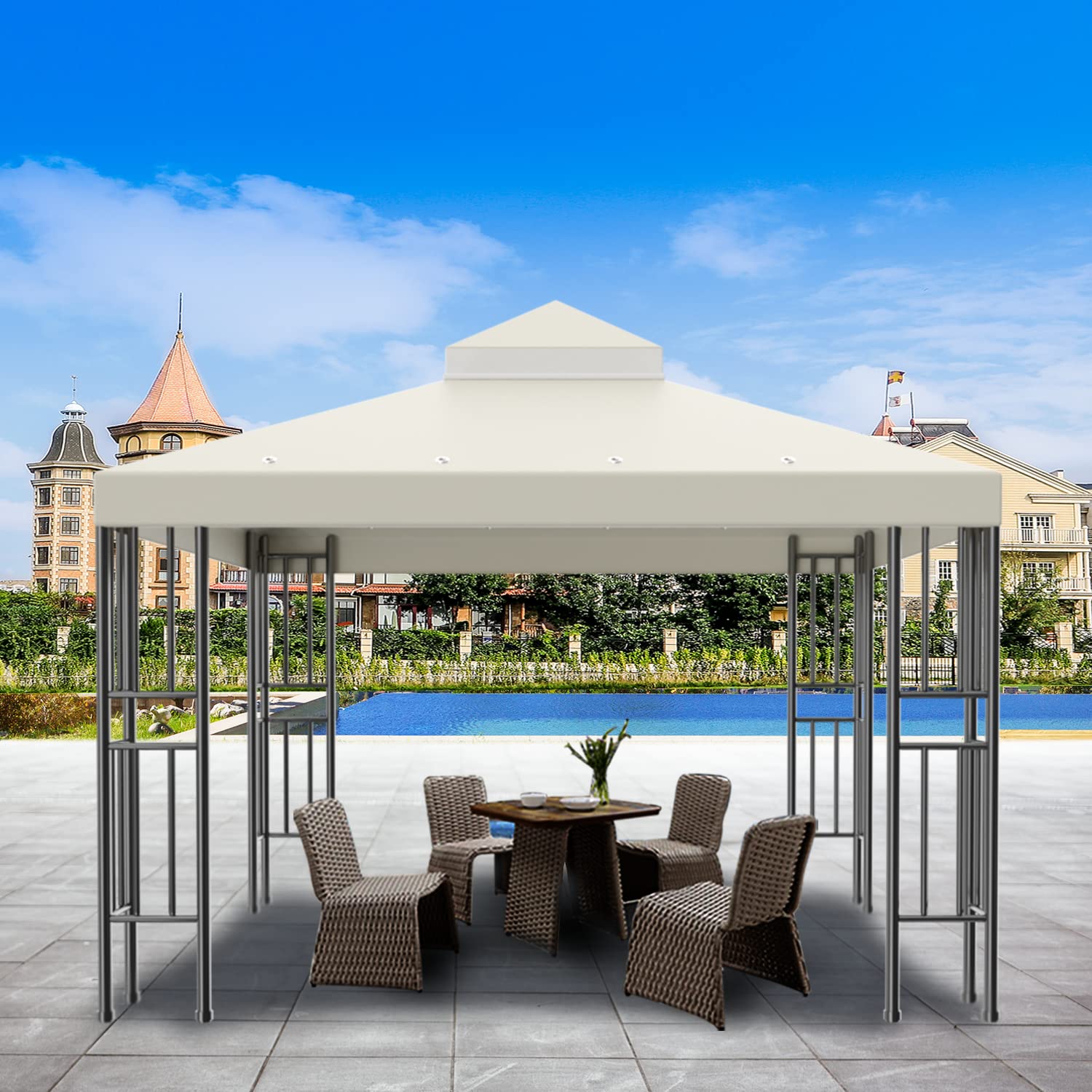 Sumfaller UV-protected fabric offers durable outdoor protection.