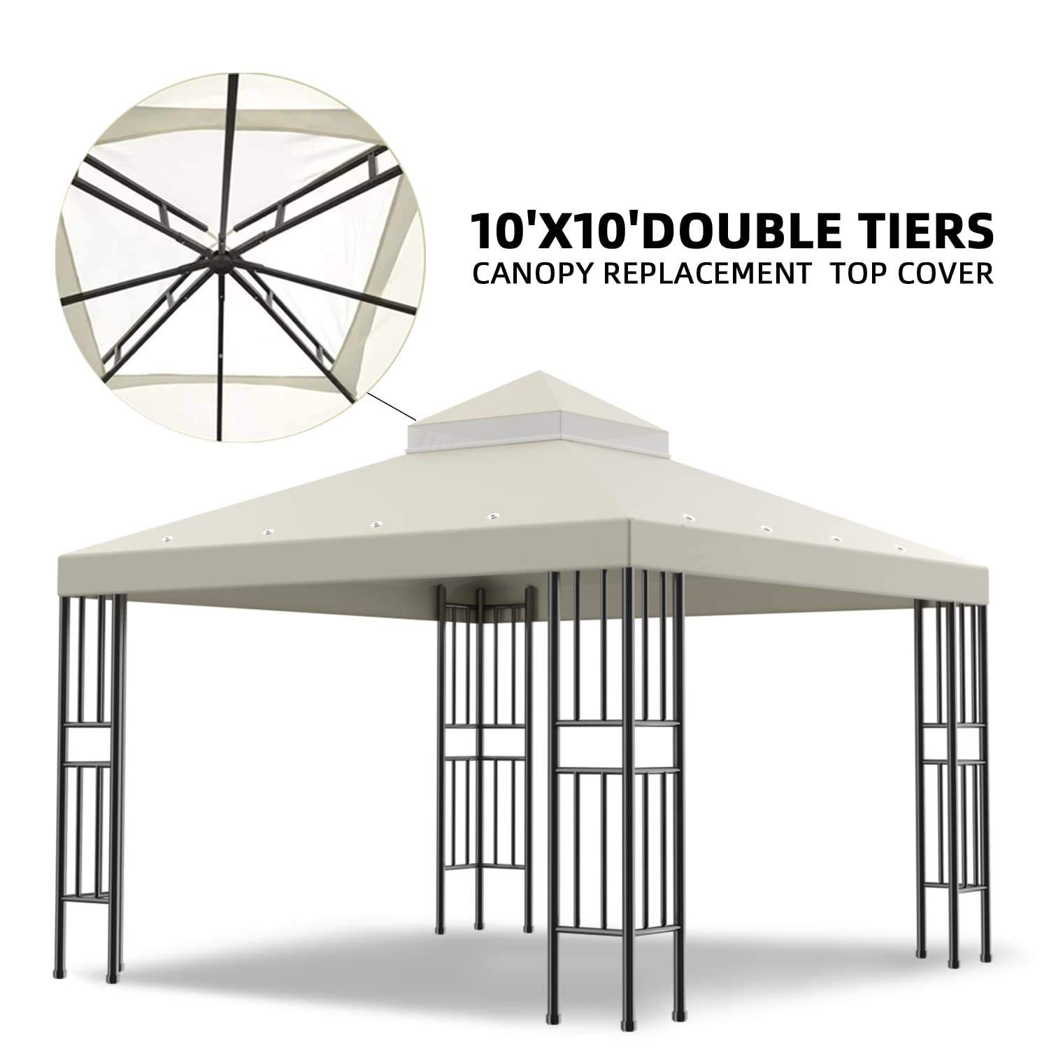 Sumfaller water-resistant polyester canopy keeps shade dry.