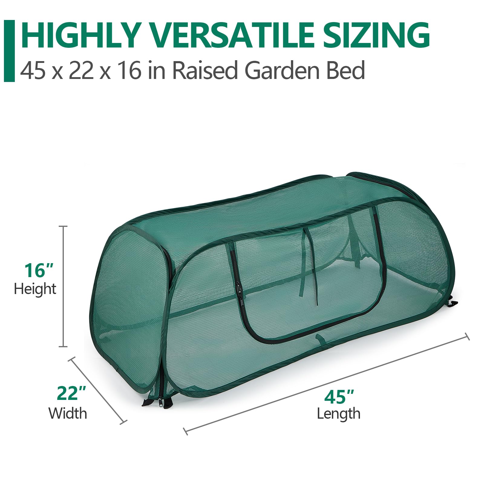 SUMGROW 45x22x16 enclosure in a raised bed environment for reference.