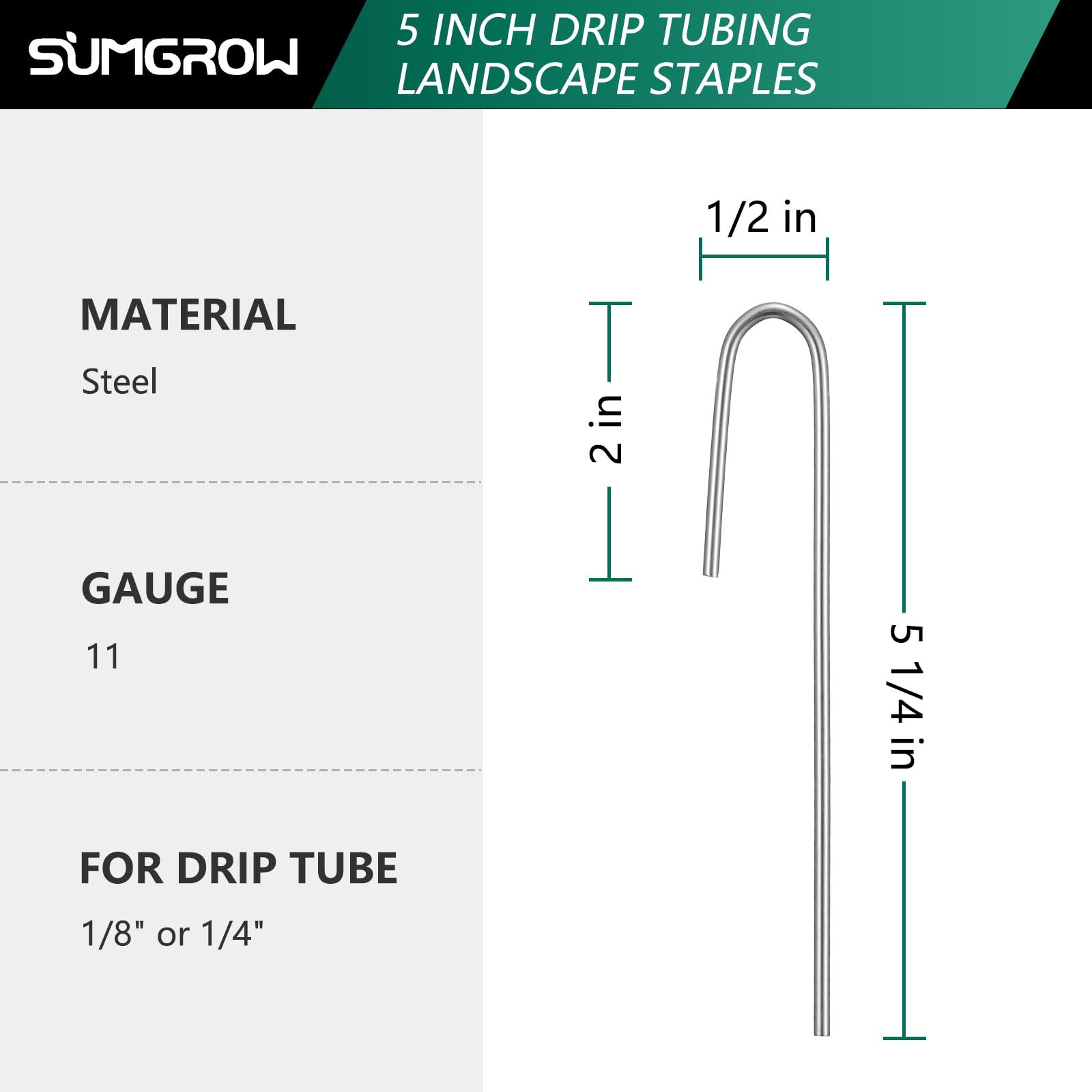 SUMGROW drip stakes assembly view demonstrates secure 1/4in tubing fit.