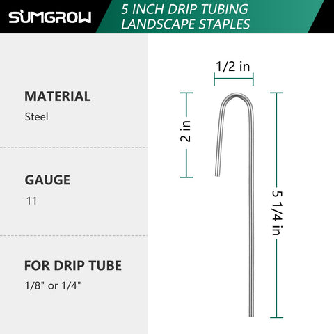 SUMGROW drip stakes assembly view demonstrates secure 1/4in tubing fit.