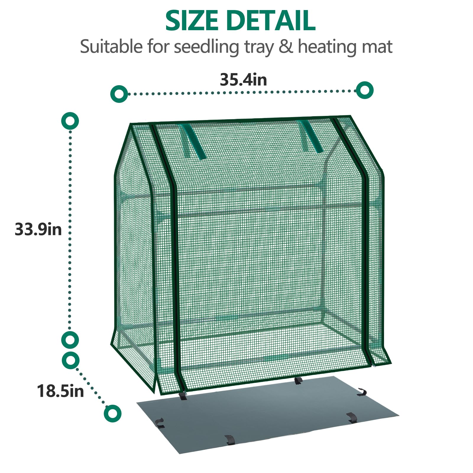 SUMGROW Mini Greenhouse rolled-panel access enables easy tending of seedlings.