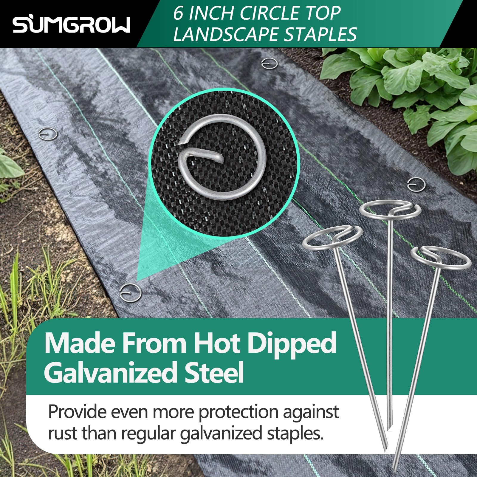 End angles on SUMGROW stakes enable easy penetration through soil and mats.