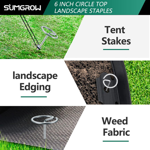 Bundle of SUMGROW 120-pack stakes for versatile outdoor securing tasks.