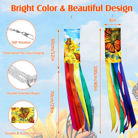 Sumind sunflower windsock flag showcases sunny patterns for porch decor.