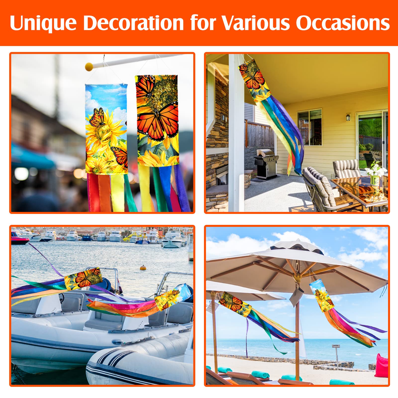 Sumind windsock flags create welcoming accents on decks, patios, and balconies.