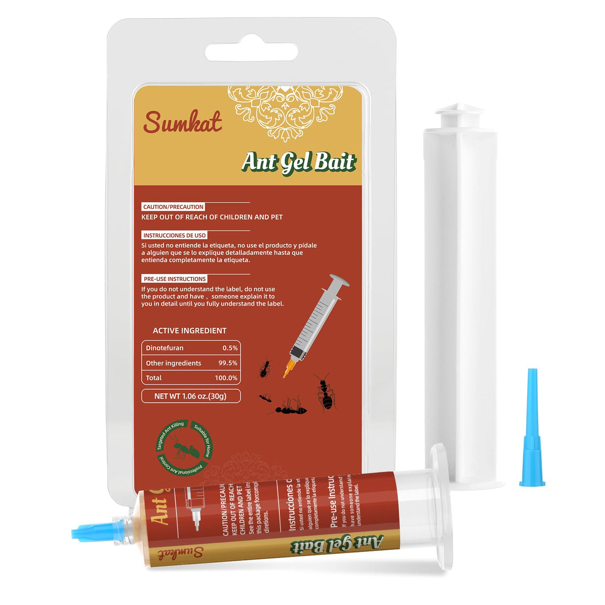 Sumkat Ant Bait Gel near entryways for indoor-outdoor ant control.