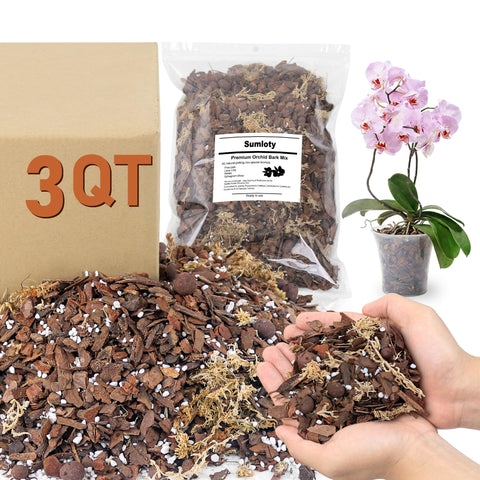 Sumloty orchid bark mix 3QT shows pine bark for drainage