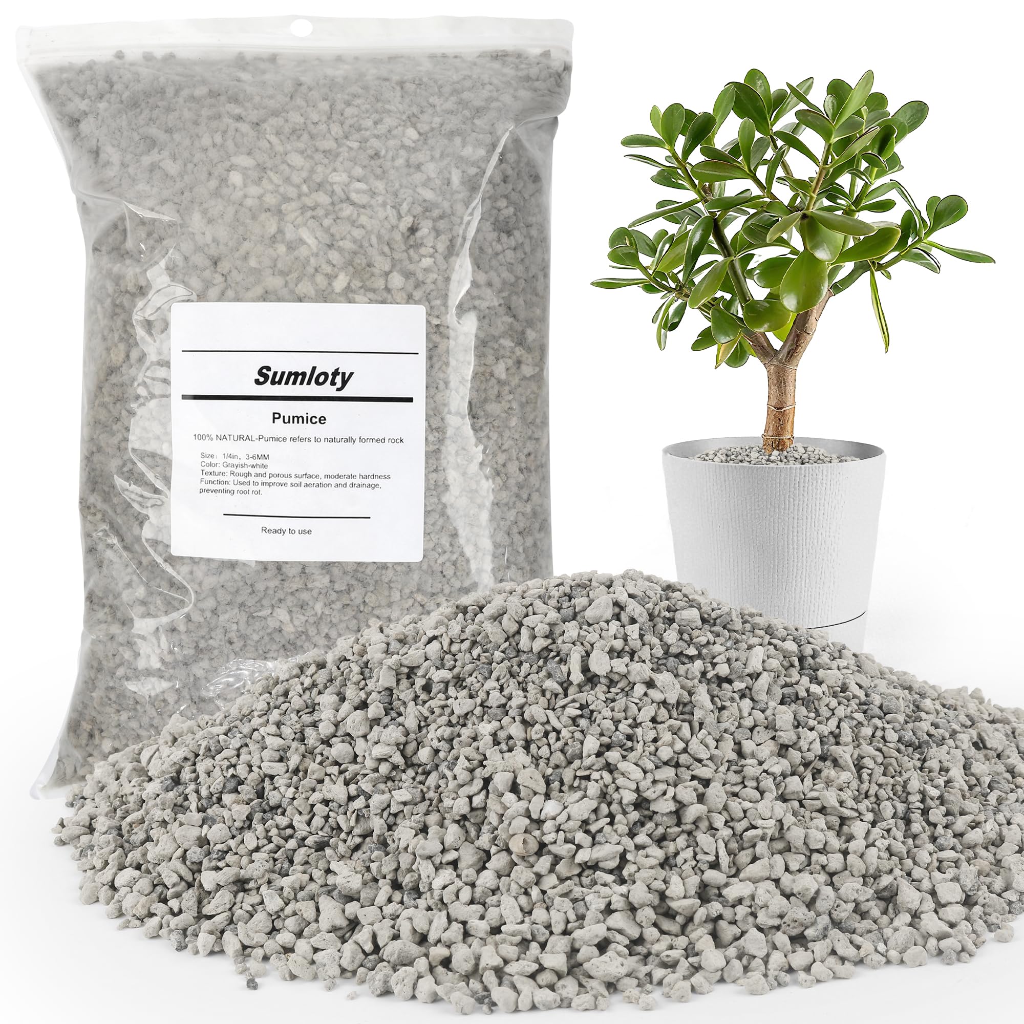 Sumloty pumice 8qt bag with airy granules for soil drainage