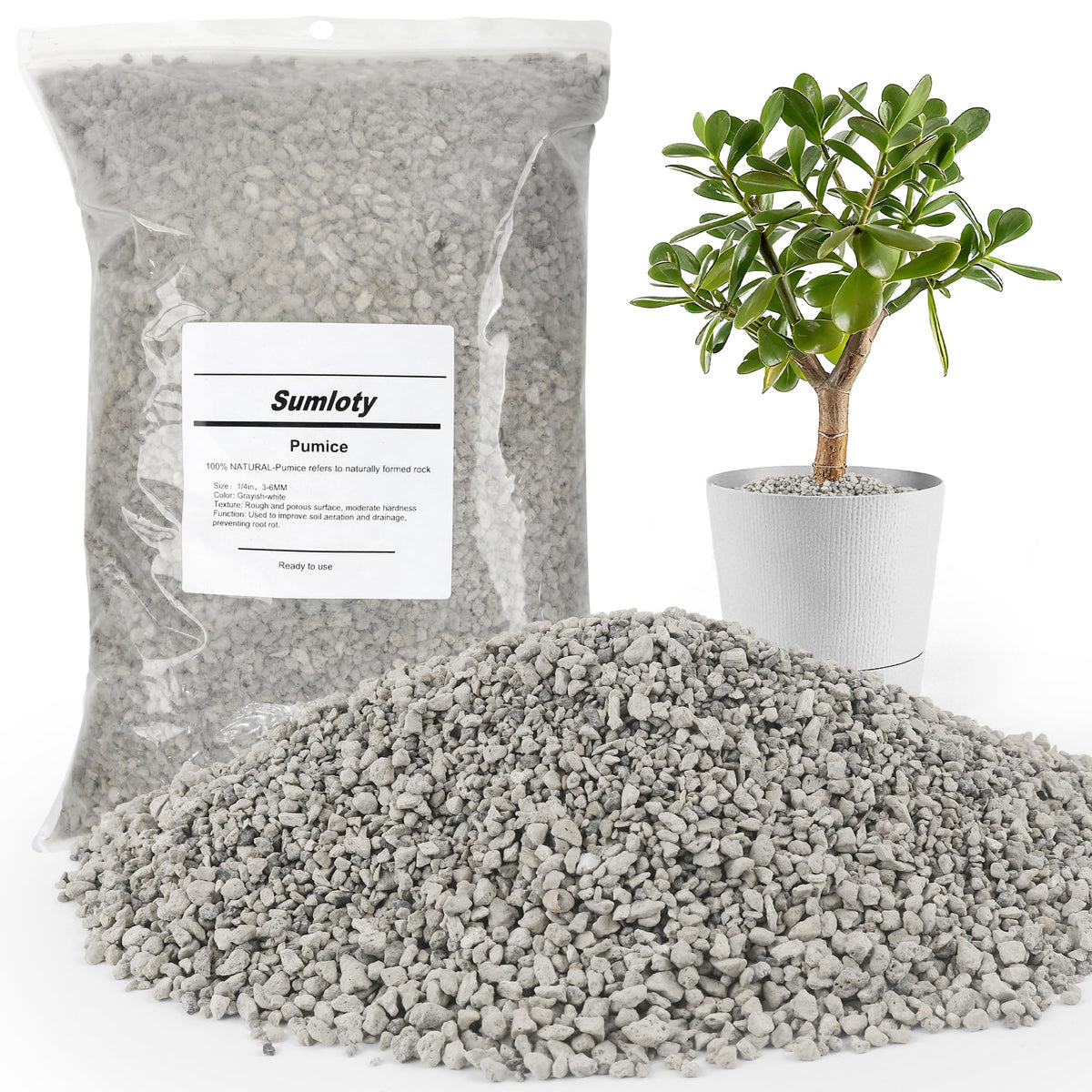 Sumloty pumice 8qt bag with airy granules for soil drainage
