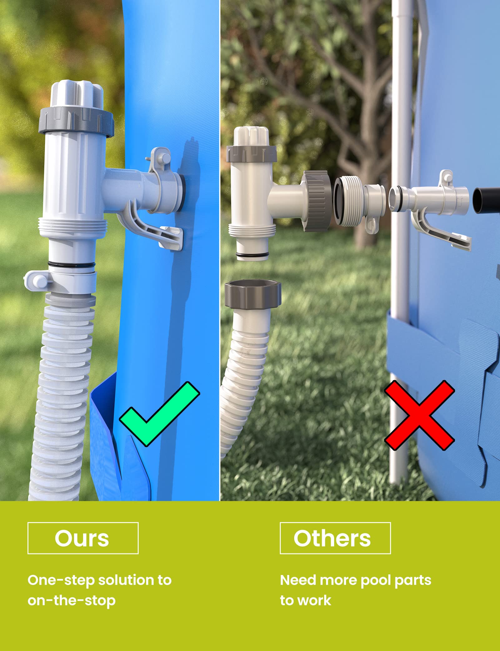 SUMMERBUDDY 1.25 inch or 1.5 inch hose connection for standard pumps