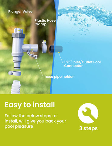 SUMMERBUDDY plunger valve with pool pipe holder ensuring smooth maintenance