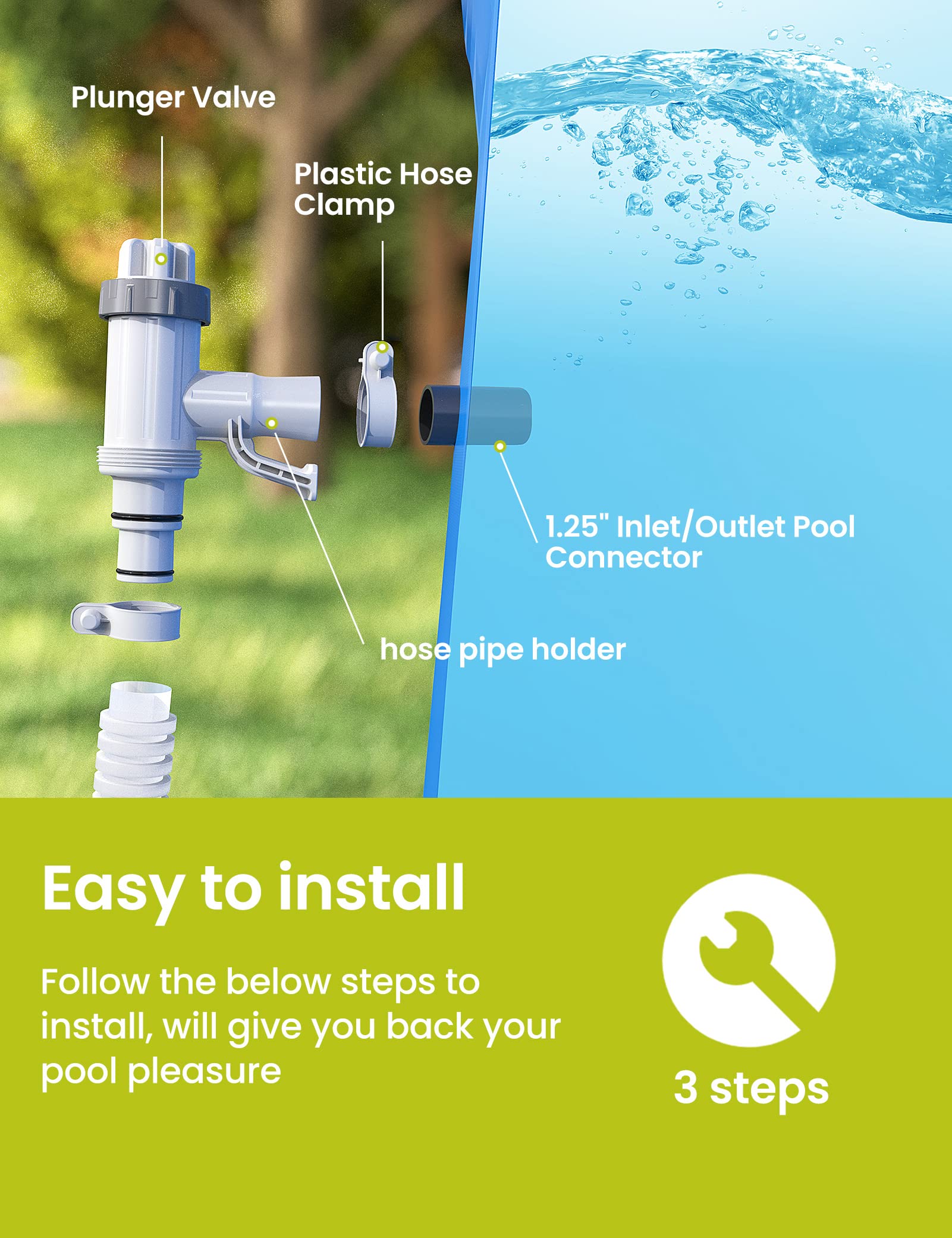 SUMMERBUDDY assembly kit for pool hose adapter simplifies setup with essential components.