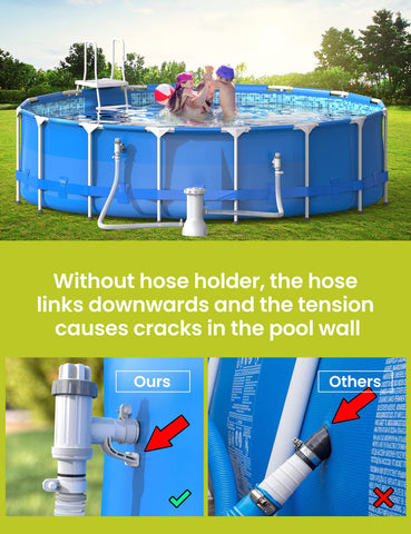 SUMMERBUDDY pool hose adapter seal and clamp prevent leaks during operation.