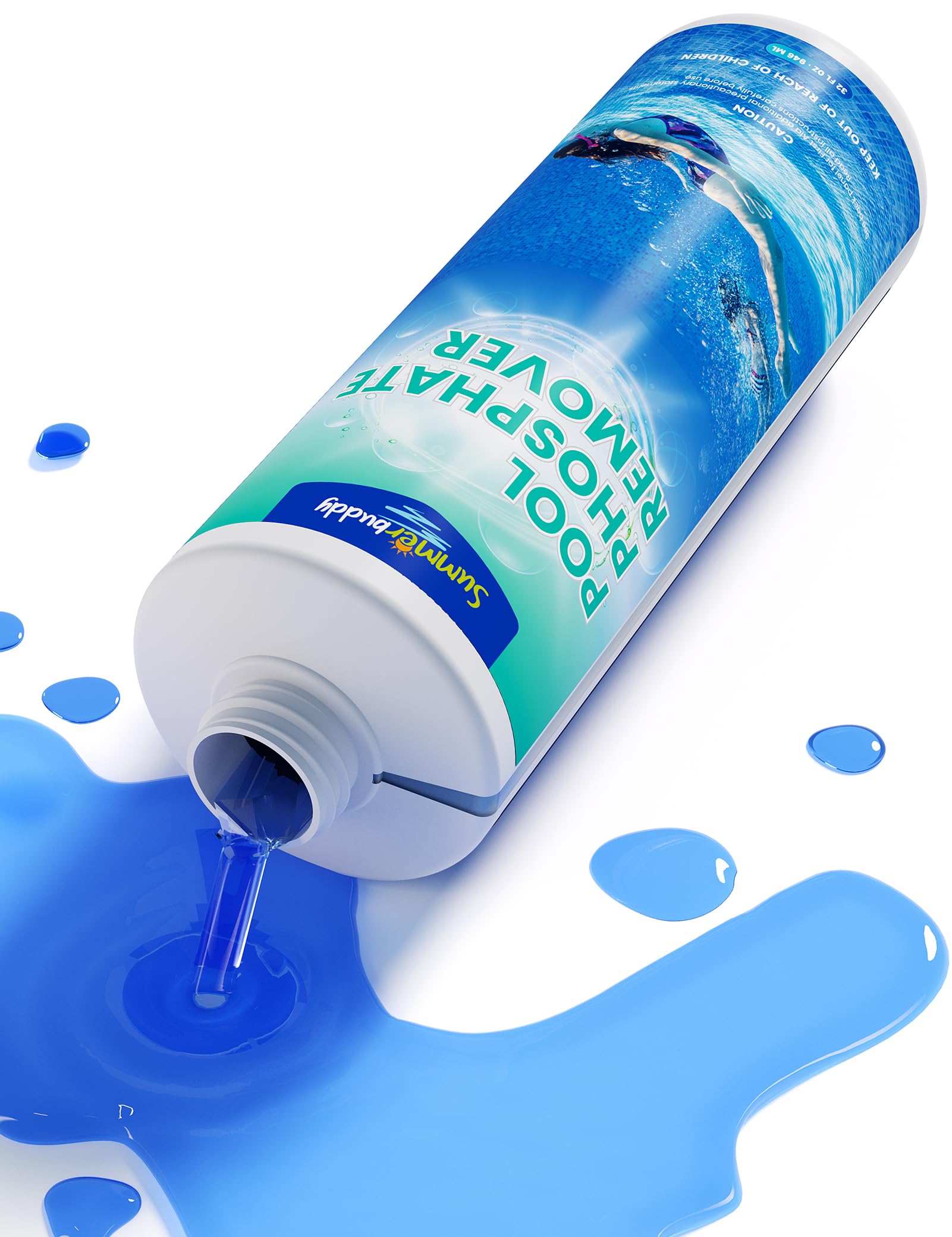 SUMMERBUDDY Pool Phosphate Remover showing visible improvement in pool clarity after treatment.
