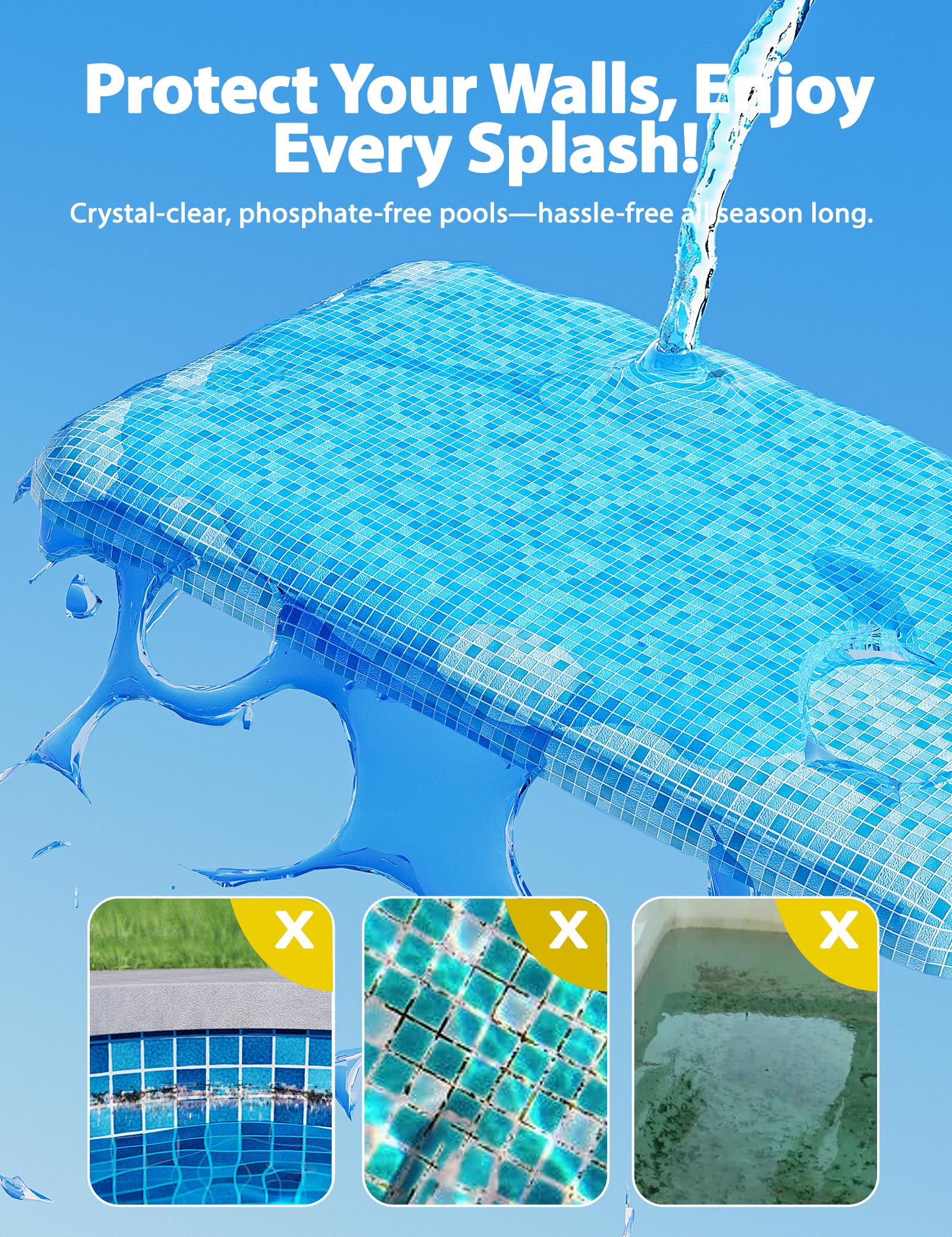 SUMMERBUDDY Pool Phosphate Remover dispensing action for rapid phosphate control.