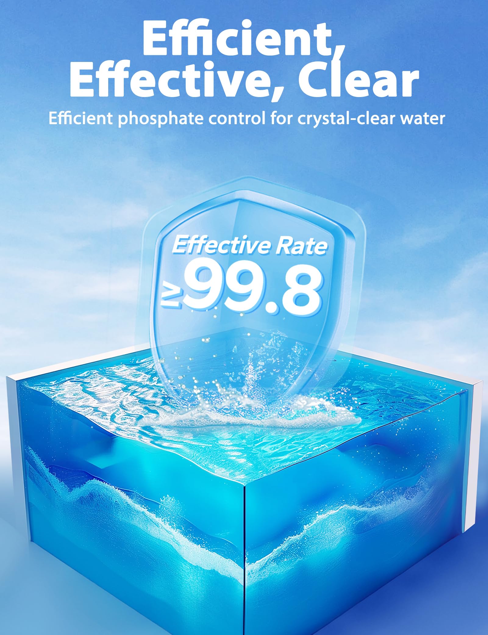 SUMMERBUDDY Pool Phosphate Remover dissolving in pool water for instant phosphate reduction.