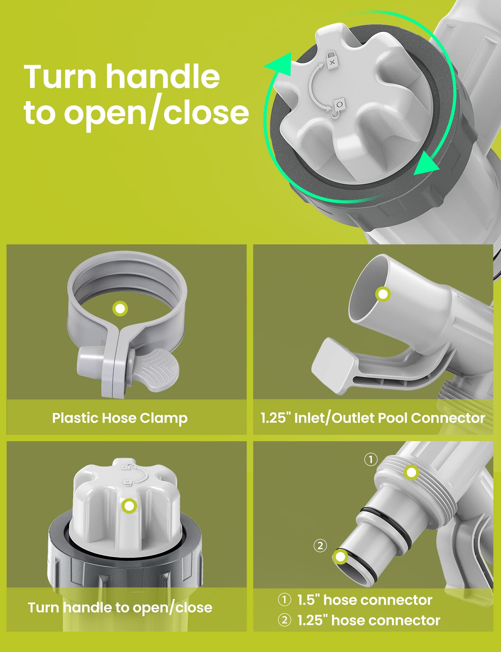 SUMMERBUDDY pressure-reduction feature protects pool walls and fittings
