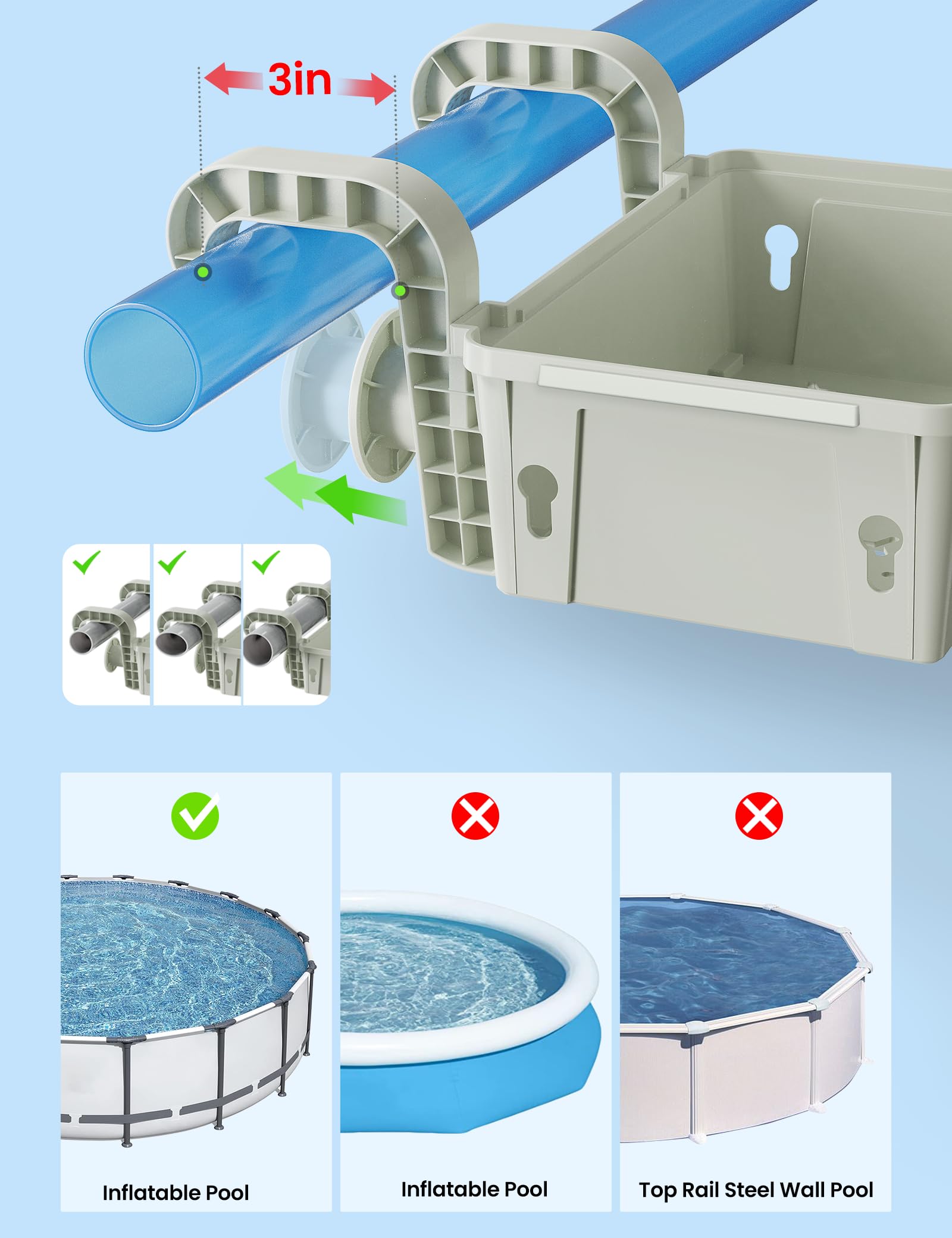 SUMMERBUDDY two-basket set shown storing drinks and towels within reach.