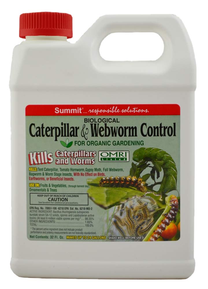 Summit Caterpillar and Webworm Control hose-end bottle protecting vegetables from leaf-eating caterpillars without harming beneficial insects