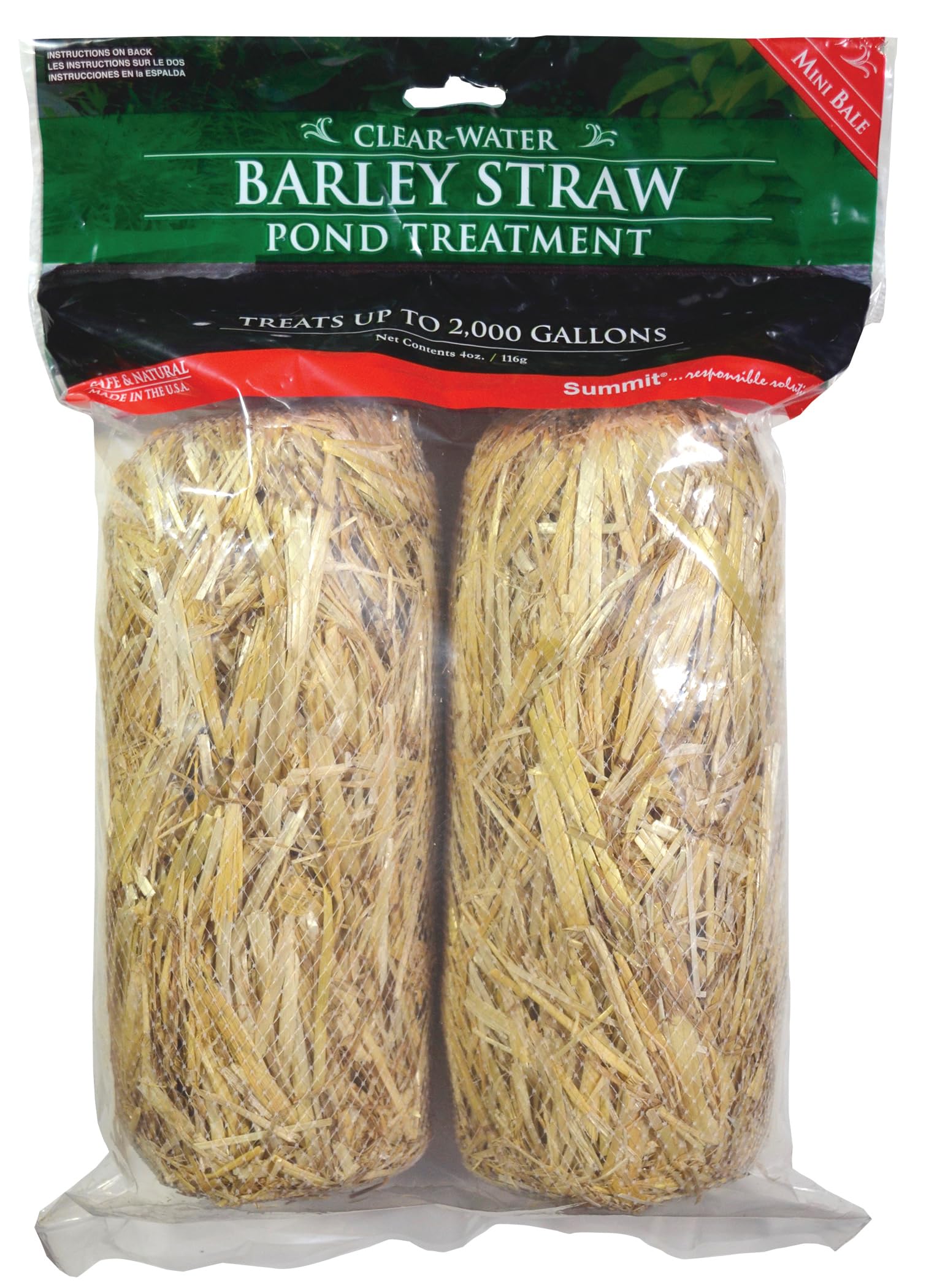 Summit Clear-Water barley straw pond treatment package with two bales for up to 2000 gallons.