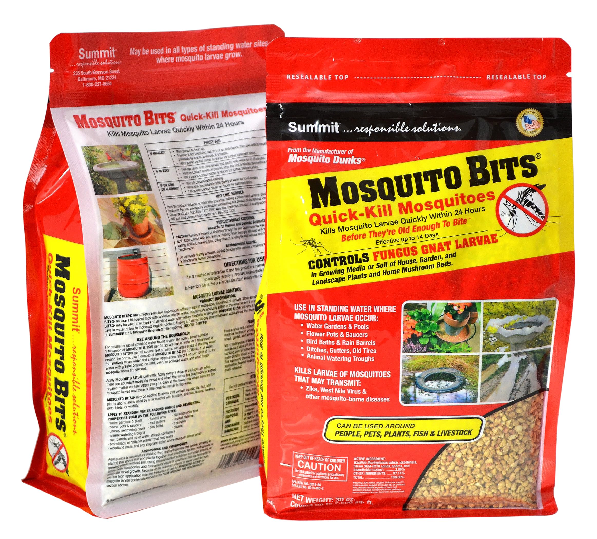 Summit Mosquito Bits application being dusted around a pond edge.