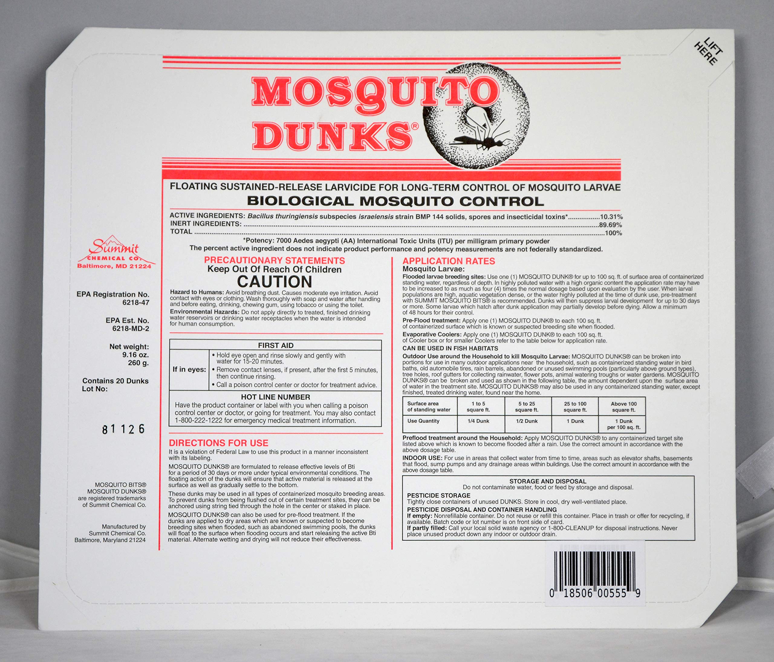 Summit Mosquito DUNK 100-count pack ready for easy garden protection.