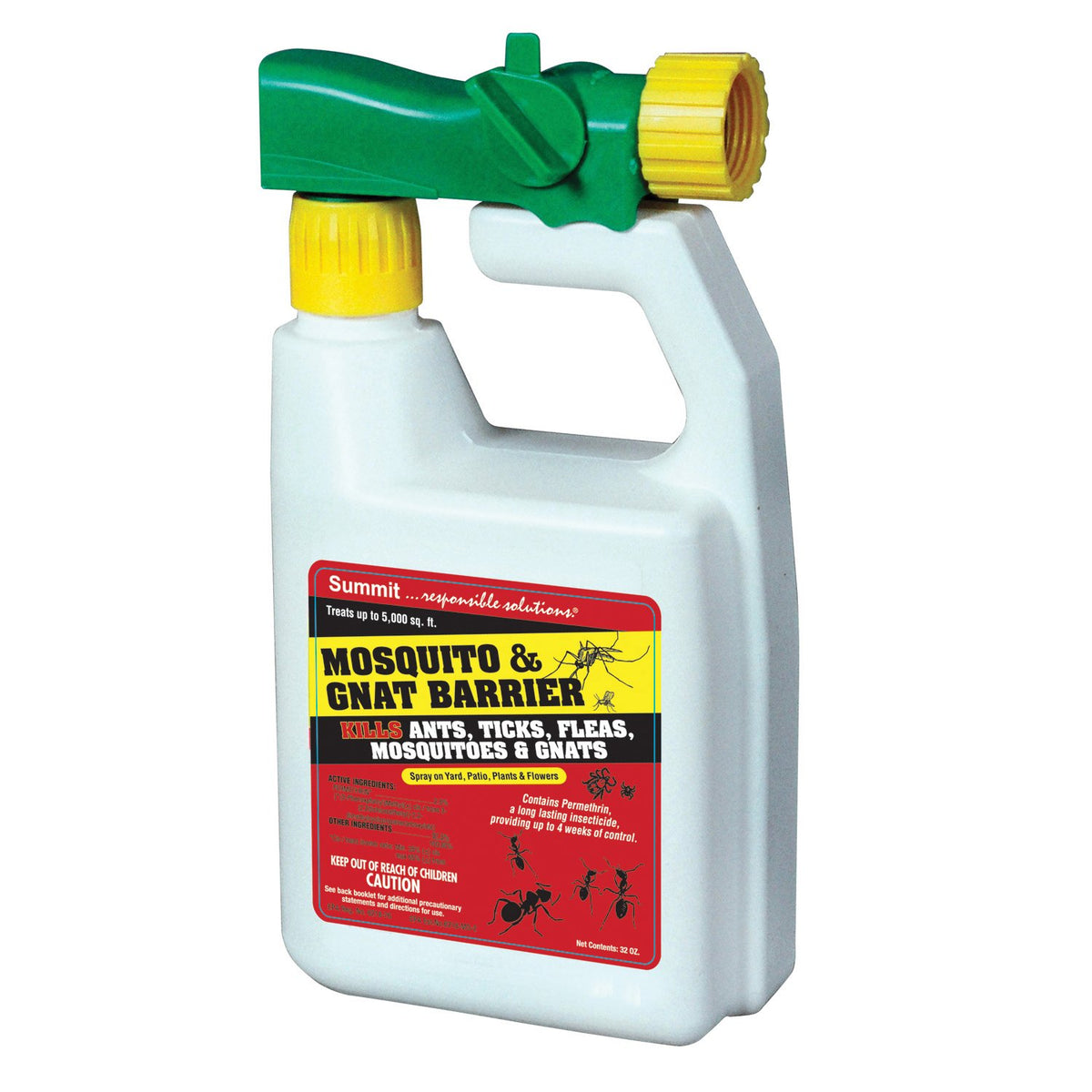 Summit Mosquito and Gnat Barrier spray bottle for hose-end use protects outdoor spaces from mosquitoes