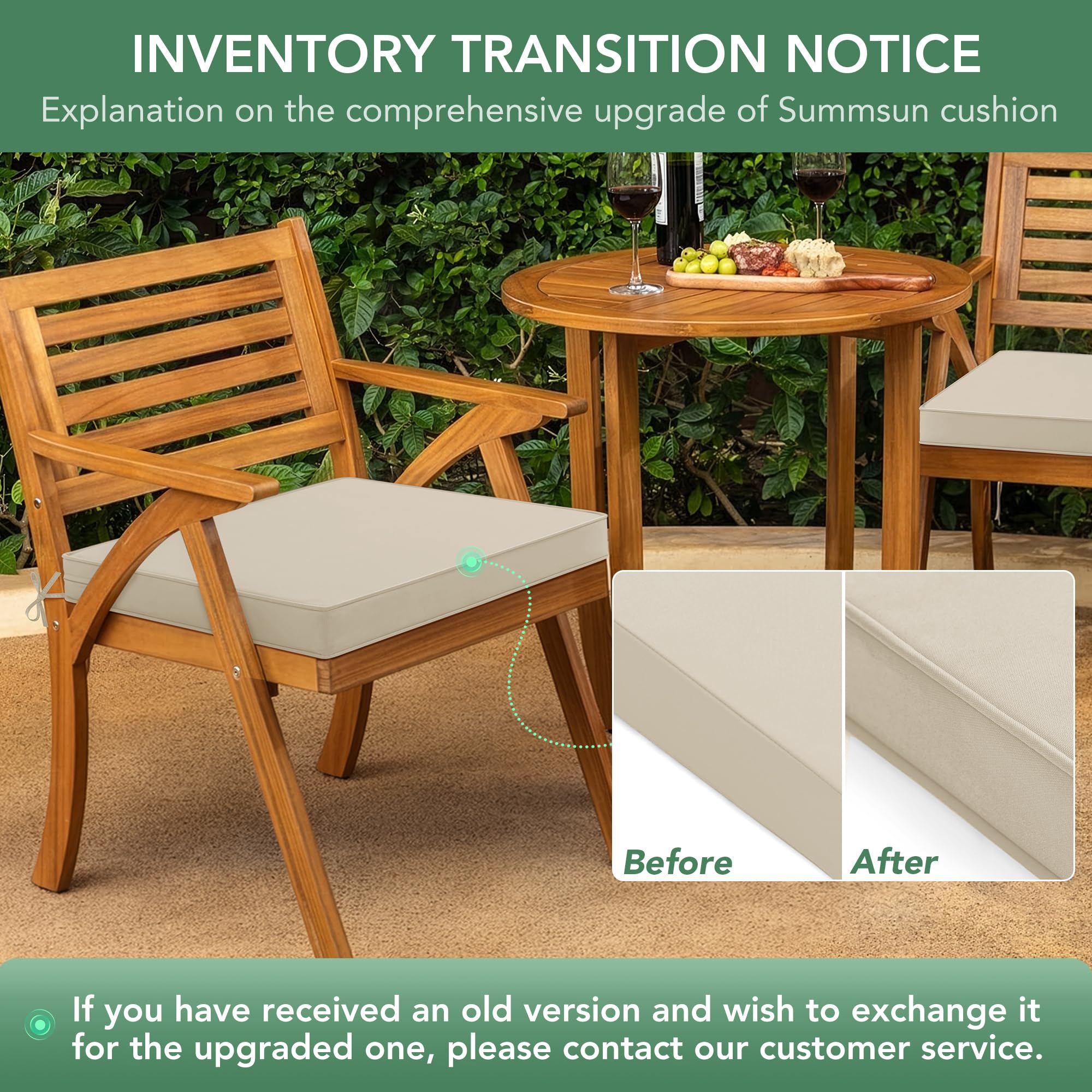Summsun beige cushions with reinforced stitching for durability.