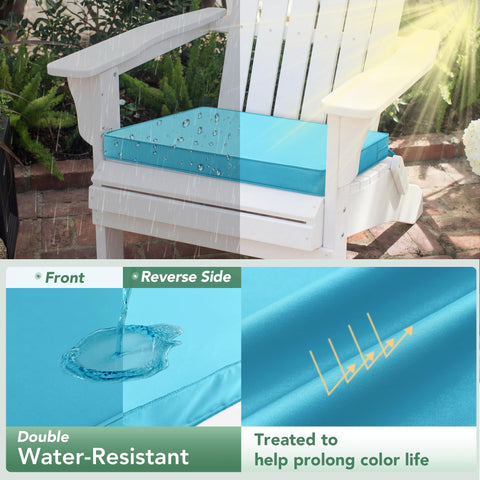 Summsun teal cushions with non-slip straps secure cushions in place.