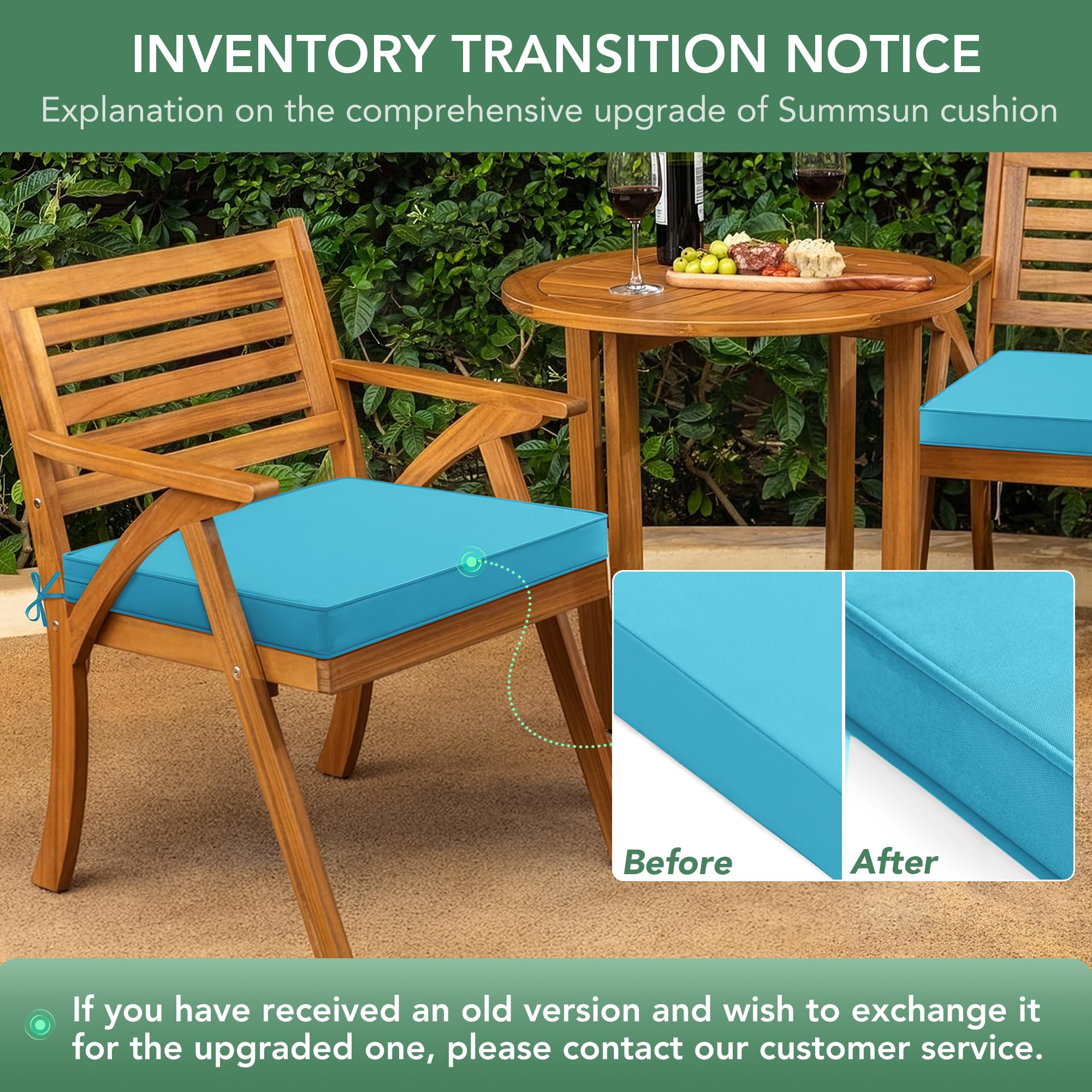 Summsun four-piece cushion set enhances outdoor dining experiences.