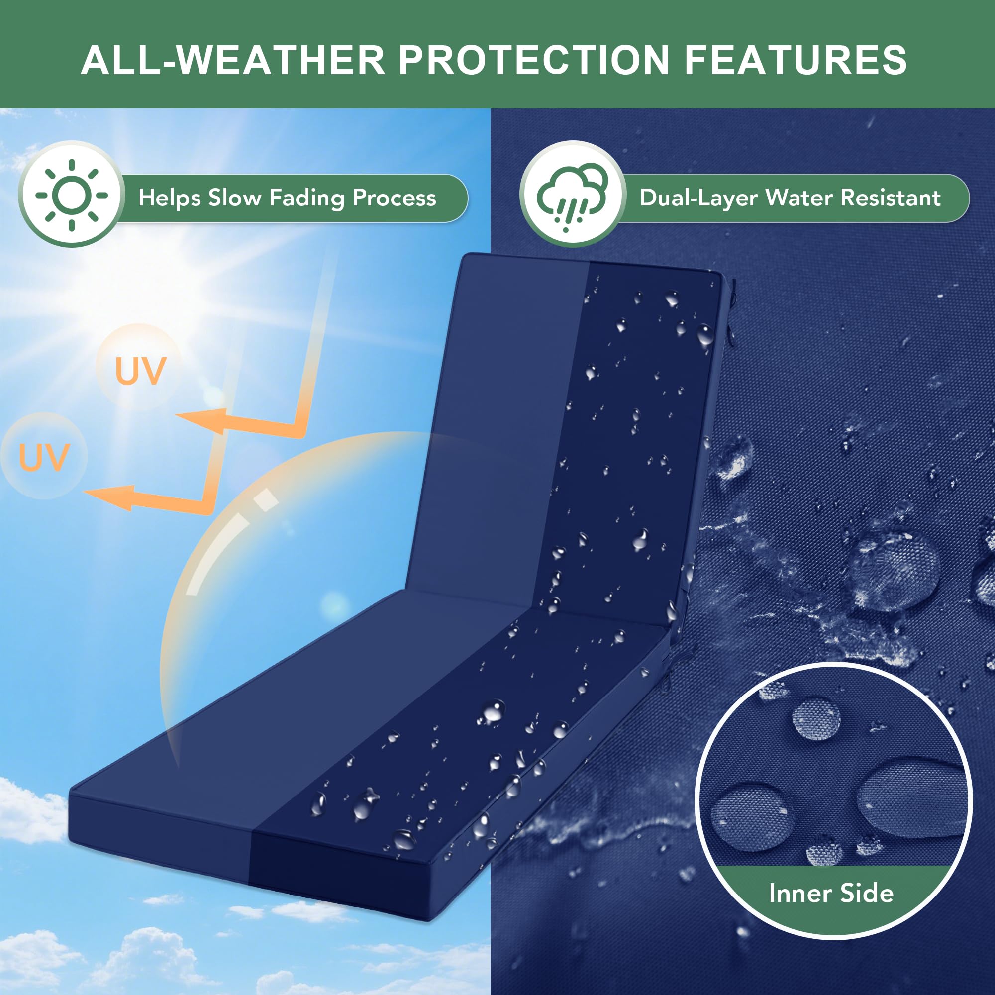 Summsun double-sided waterproof cushions stay dry after splashes