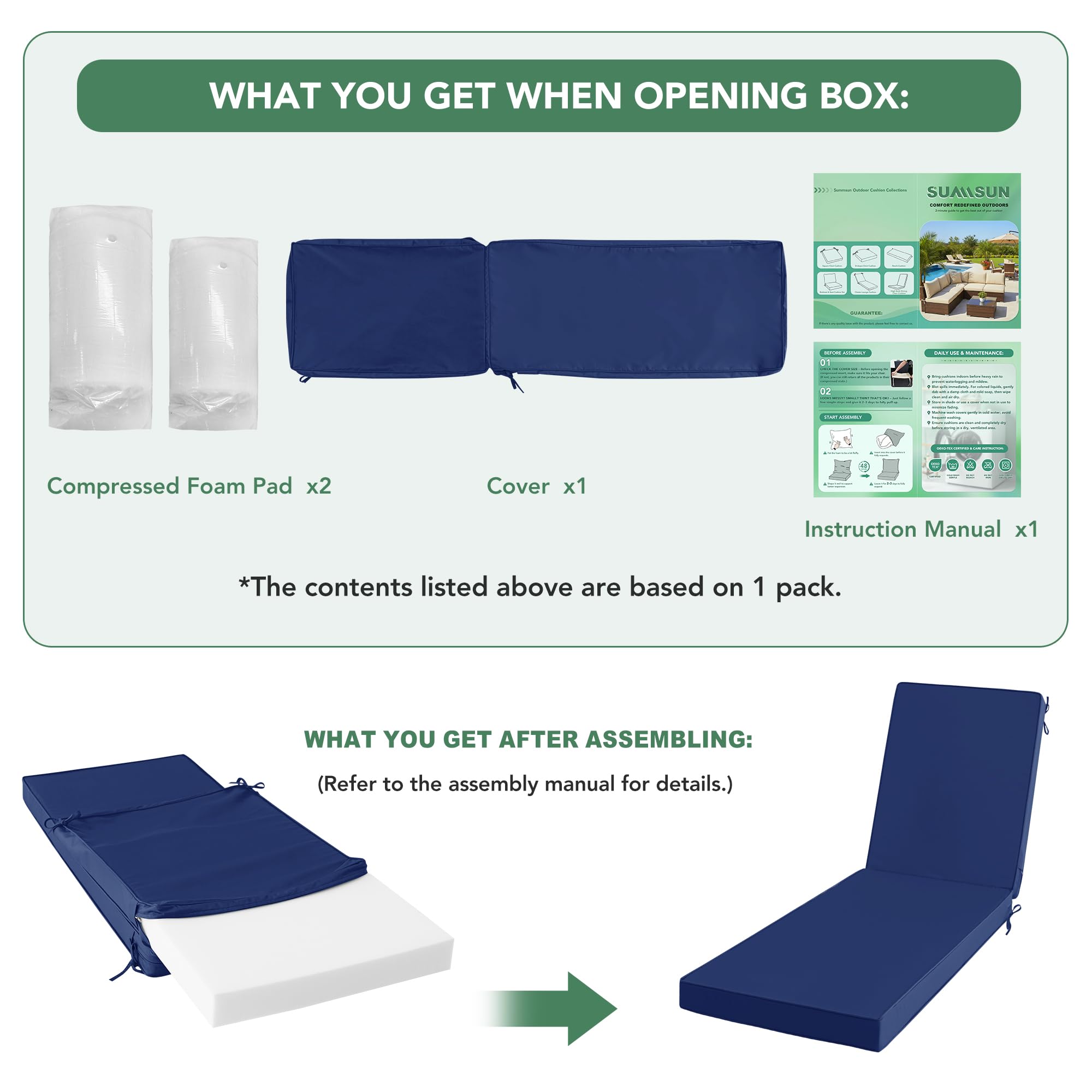Summsun easy-assembly cushions require no tools