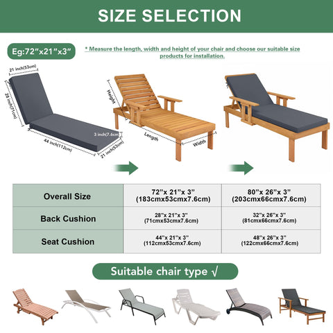 Summsun chaise lounge cushions removable covers for easy cleaning.